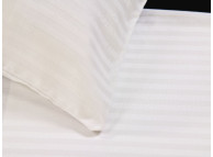 54" x 80" x 15" T-300 White Satin Stripe Hotel Sheets